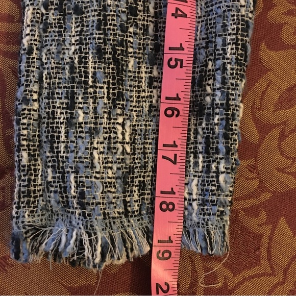 Roz & Ali Open Tweed Blazer in  lightweight Blue white Fringed  Size M - Picture 12 of 12